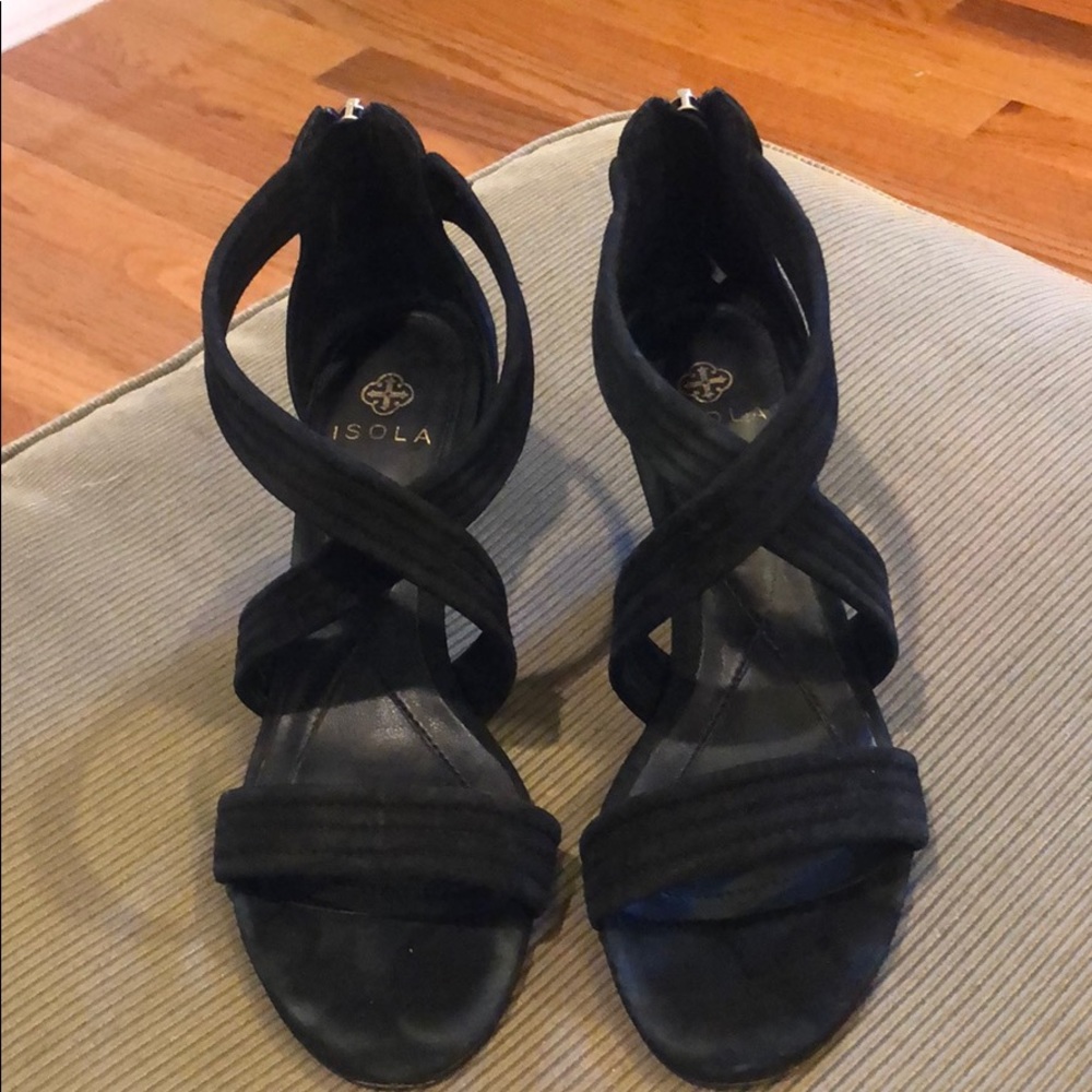 Isola black suede wedge sandal